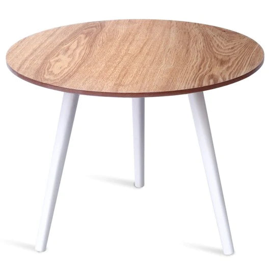 Ourava Living Room Modern Pine Round End Table, Sturdy, Durable and Elegant with a Lustrous Finish for Your Home